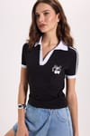 KADIN YAKALI OMUZ ŞERİTLİ CROP NOA-2827