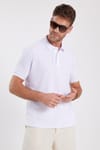 Erkek Regular Fit Klasik Kesim Pamuklu Yumuşak Dokulu Serin Tutan Kumaş Düz Beyaz Polo Yaka Tişört