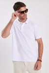Erkek Regular Fit Klasik Kesim Pamuklu Yumuşak Dokulu Serin Tutan Kumaş Düz Beyaz Polo Yaka Tişört
