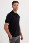 Erkek Regular Fit Klasik Kesim Pamuklu Yumuşak Dokulu Serin Tutan Kumaş Düz Siyah Polo Yaka Tişört