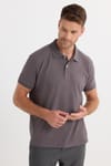 Erkek Regular Fit Klasik Kesim Pamuklu Yumuşak Dokulu Serin Tutan Kumaş Düz Gri Polo Yaka Tişört