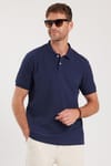 Erkek Regular Fit Klasik Kesim Pamuklu Yumuşak Dokulu Serin Tutan Kumaş Düz Lacivert Polo Yaka Tişört
