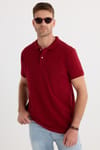 Erkek Regular Fit Klasik Kesim %100 Pamuk Düz Pike Bordo Polo Yaka Tişört