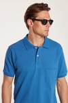 Erkek Regular Fit Klasik Kesim %100 Pamuk Düz Pike İndigo Polo Yaka Tişört