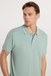 Erkek Regular Fit Klasik Kesim %100 Pamuk Düz Pike Mint Polo Yaka Tişört