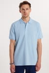 Erkek Regular Fit Klasik Kesim %100 Pamuk Düz Pike Mavi Polo Yaka Tişört