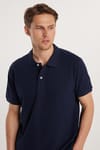 Erkek Regular Fit Klasik Kesim %100 Pamuk Düz Pike Lacivert Polo Yaka Tişört