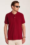 Erkek Regular Fit Klasik Kesim %100 Pamuk Düz Pike Bordo Polo Yaka Tişört