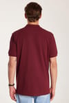 Erkek Regular Fit Klasik Kesim %100 Pamuk Düz Pike Bordo Polo Yaka Tişört