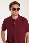 Erkek Regular Fit Klasik Kesim %100 Pamuk Düz Pike Bordo Polo Yaka Tişört