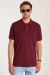 Erkek Regular Fit Klasik Kesim %100 Pamuk Düz Pike Bordo Polo Yaka Tişört