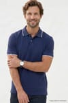 Erkek Regular Fit Rahat Kesim %100 Pamuk Kısa Kollu Çizgi Detaylı Lacivert Polo Yaka Tişört