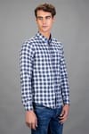 Slim Fit Uzun Kollu Kareli Pamuklu Kolay Ütü Erkek Renkli Beyaz Gömlek