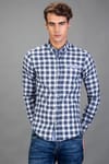 Slim Fit Uzun Kollu Kareli Pamuklu Kolay Ütü Erkek Renkli Beyaz Gömlek