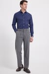 Modern Slim Fit Uzun Kollu Pamuklu Kolay Ütü Armürlü Erkek Lacivert Gömlek