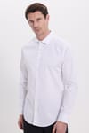 Slim Fit Uzun Kollu Pamuk Saten Erkek Beyaz Gömlek