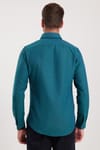 Erkek Slim Fit Dar Kesim Uzun Kollu Pamuklu Oxford Doku Kolay Ütülenebilir Yeşil Düğmeli Yaka Gömlek