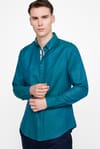 Slim Fit Pamuklu Kolay Ütü Düz Erkek Yeşil Gömlek