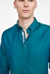 Slim Fit Pamuklu Kolay Ütü Düz Erkek Yeşil Gömlek