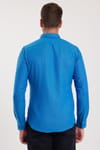 Erkek Slim Fit Dar Kesim Uzun Kollu Pamuklu Oxford Doku Lacivert Düğmeli Yaka Gömlek