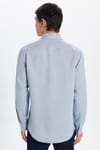 Erkek Slim Fit Dar Kesim Uzun Kollu Pamuklu Oxford Doku Kolay Ütülenebilir Gri Düğmeli Yaka Gömlek