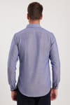 Erkek Slim Fit Dar Kesim Uzun Kollu Pamuklu Oxford Doku Lacivert Düğmeli Yaka Gömlek