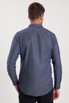 Erkek Slim Fit Dar Kesim Uzun Kollu Pamuklu Oxford Doku Kolay Ütülenebilir Mavi Düğmeli Yaka Gömlek