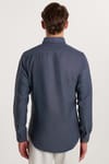 Erkek Slim Fit Dar Kesim Uzun Kollu Pamuklu Oxford Doku Kolay Ütülenebilir Mavi Düğmeli Yaka Gömlek