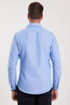 Erkek Slim Fit Dar Kesim Uzun Kollu Pamuklu Oxford Doku Kolay Ütülenebilir Mavi Düğmeli Yaka Gömlek