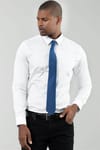 Slim Fit Uzun Kollu Düz İnce Pamuk Saten Erkek Beyaz Gömlek