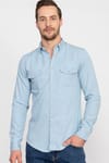 Slim Fit Dar Kesim Uzun Kol Çift Cep Erkek Kot Gömlek