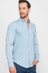 Slim Fit Dar Kesim Uzun Kol Çift Cep Erkek Kot Gömlek