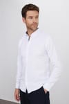 Slim Fit Uzun Kollu Düğmeli Yaka Pamuklu Kolay Ütü Düz Erkek Gömlek