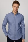 Slim Fit Düğmeli Yaka Pamuklu Kolay Ütü Düz Erkek Gömlek