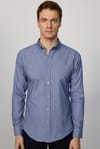 Slim Fit Düğmeli Yaka Pamuklu Kolay Ütü Düz Erkek Gömlek