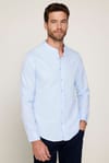 Slim Fit Hakim Yaka Pamuklu Kolay Ütü Erkek Mavi Gömlek