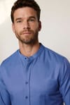 Slim Fit Hakim Yaka Pamuklu Kolay Ütü Erkek Mavi Gömlek