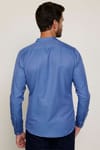 Slim Fit Hakim Yaka Pamuklu Kolay Ütü Erkek Mavi Gömlek