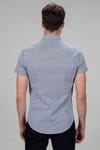 Slim Fit Dar Kesim Kısa Kol Armürlü Spor Erkek Gömlek