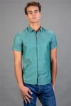 Slim Fit Dar Kesim Kısa Kol Poplin Oxford Erkek Gömlek