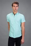 Slim Fit Dar Kesim Spor Kısa Kol Erkek Gömlek