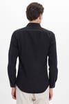 Slim Fit Uzun Kollu Pamuklu Kolay Ütü Siyah Erkek Gömlek