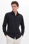 Slim Fit Uzun Kollu Pamuklu Kolay Ütü Siyah Erkek Gömlek