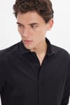 Slim Fit Uzun Kollu Pamuklu Kolay Ütü Siyah Erkek Gömlek