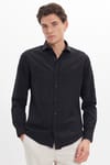 Slim Fit Uzun Kollu Pamuklu Kolay Ütü Siyah Erkek Gömlek