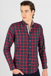 Slim Fit Dar Kesim Kareli Erkek Gömlek