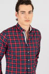 Slim Fit Dar Kesim Kareli Erkek Gömlek