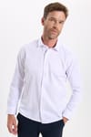 Slim Fit Uzun Kollu Pamuklu Düz Erkek Beyaz Gömlek