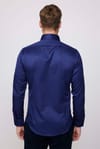 Slim Fit Pamuklu Düz Erkek Lacivert Gömlek
