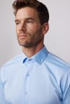 Slim Fit Pamuklu Düz Mavi Erkek Gömlek